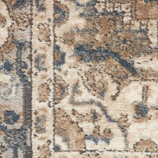 Beige And Grey Oriental Power Loom Non Skid Area Rug Photo 7