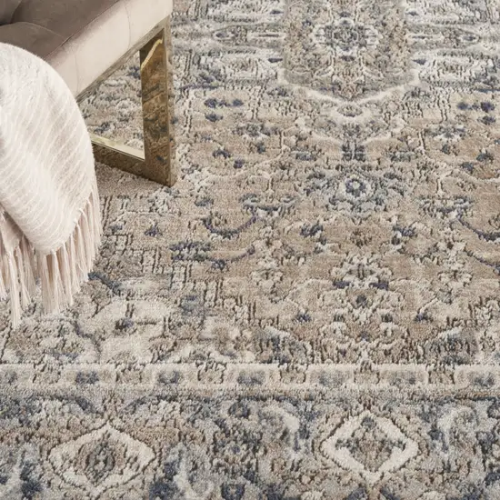 Beige And Grey Oriental Power Loom Non Skid Area Rug Photo 5