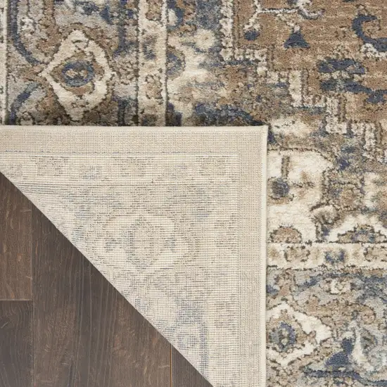 Beige And Grey Oriental Power Loom Non Skid Area Rug Photo 8