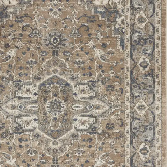 Beige And Grey Oriental Power Loom Non Skid Area Rug Photo 3