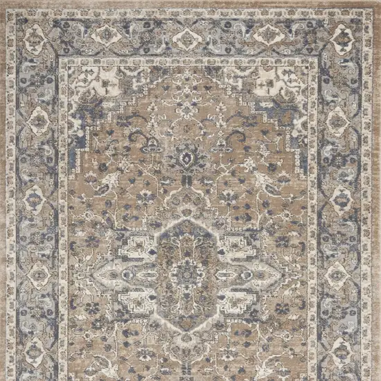 Beige And Grey Oriental Power Loom Non Skid Area Rug Photo 4