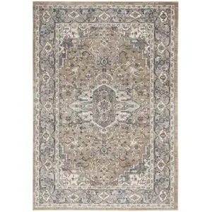 Photo of Beige And Grey Oriental Power Loom Non Skid Area Rug