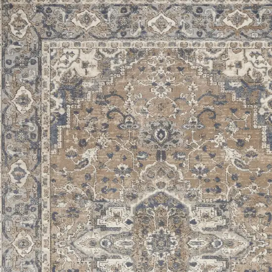 Beige And Grey Oriental Power Loom Non Skid Area Rug Photo 3