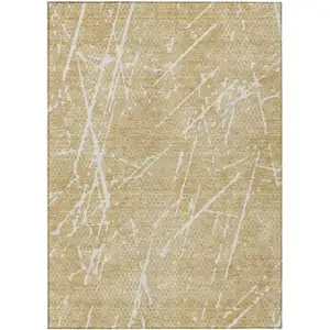 Photo of Beige And Ivory Abstract Washable Indoor Outdoor Area Rug