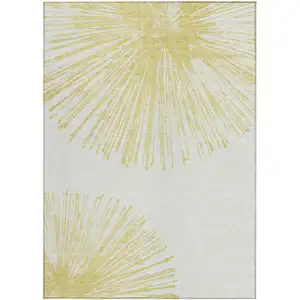 Photo of Beige And Ivory Abstract Washable Indoor Outdoor Area Rug