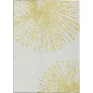 Photo of Beige And Ivory Abstract Washable Indoor Outdoor Area Rug