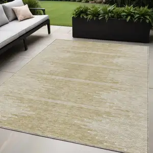 Photo of Beige And Ivory Abstract Washable Indoor Outdoor Area Rug