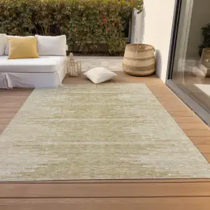 Photo of Beige And Ivory Abstract Washable Indoor Outdoor Area Rug