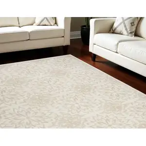 Photo of Beige And Ivory Floral Area Rug