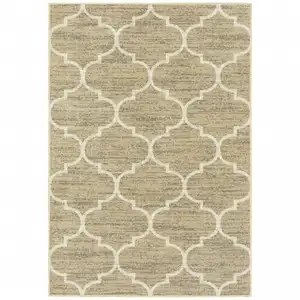 Photo of Beige And Ivory Geometric Power Loom Stain Resistant Area Rug