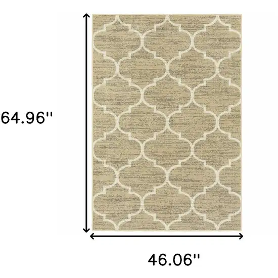 Beige And Ivory Geometric Power Loom Stain Resistant Area Rug Photo 10