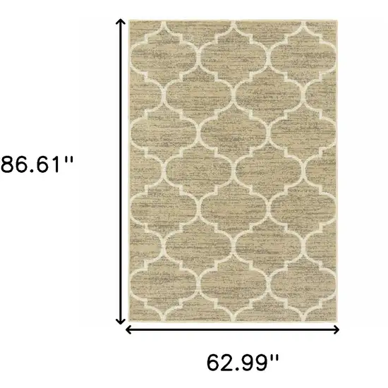 Beige And Ivory Geometric Power Loom Stain Resistant Area Rug Photo 10