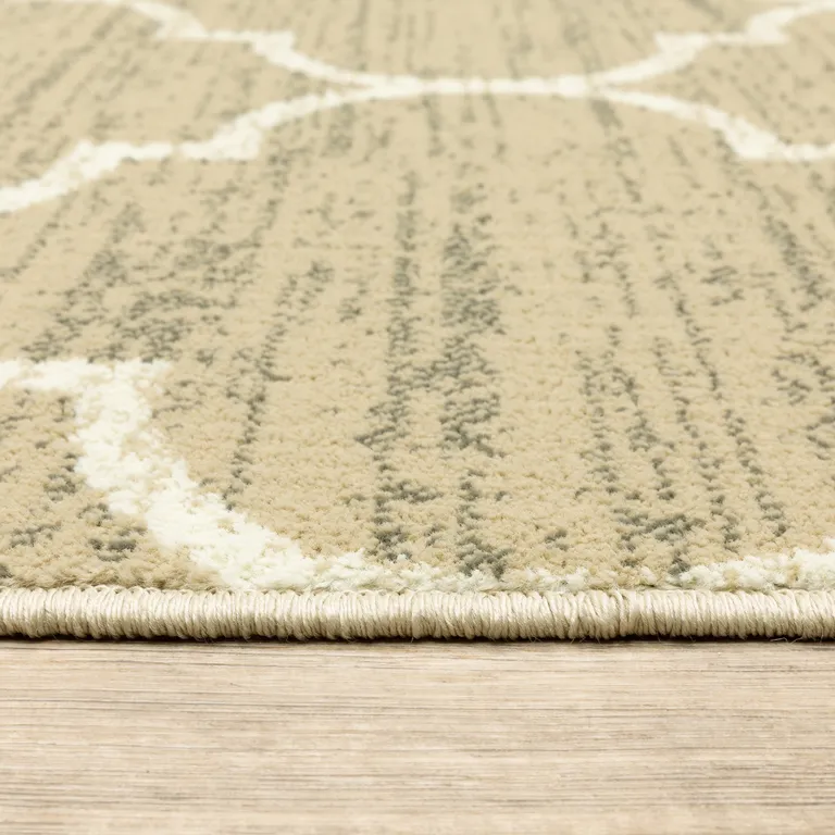 Beige And Ivory Geometric Power Loom Stain Resistant Area Rug Photo 3