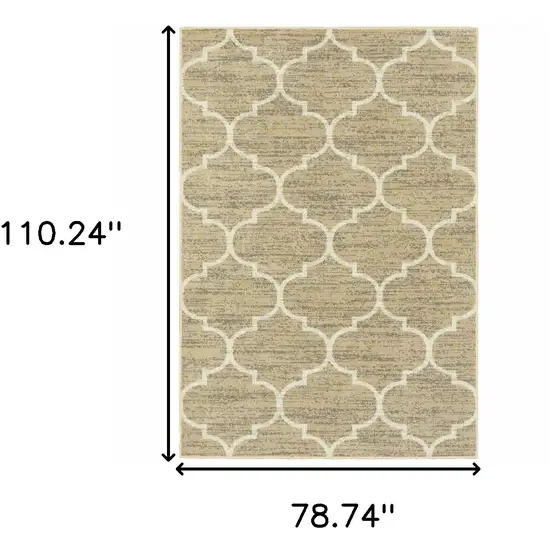 Beige And Ivory Geometric Power Loom Stain Resistant Area Rug Photo 10