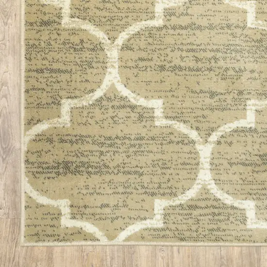 Beige And Ivory Geometric Power Loom Stain Resistant Area Rug Photo 4