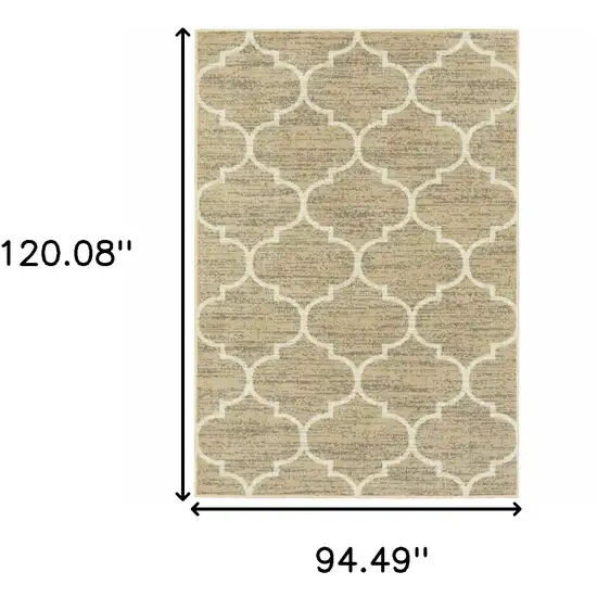 Beige And Ivory Geometric Power Loom Stain Resistant Area Rug Photo 10