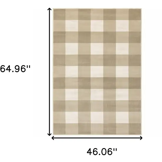 Beige And Ivory Geometric Power Loom Stain Resistant Area Rug Photo 10