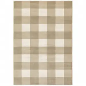 Photo of Beige And Ivory Geometric Power Loom Stain Resistant Area Rug