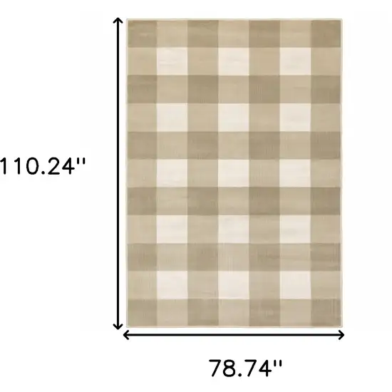 Beige And Ivory Geometric Power Loom Stain Resistant Area Rug Photo 10