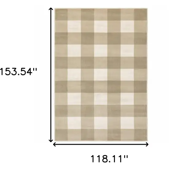 Beige And Ivory Geometric Power Loom Stain Resistant Area Rug Photo 10