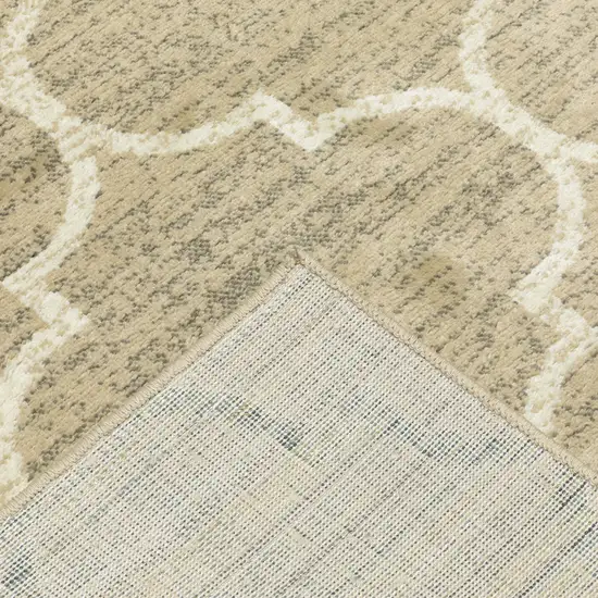 Beige And Ivory Geometric Power Loom Stain Resistant Runner Rug Photo 9