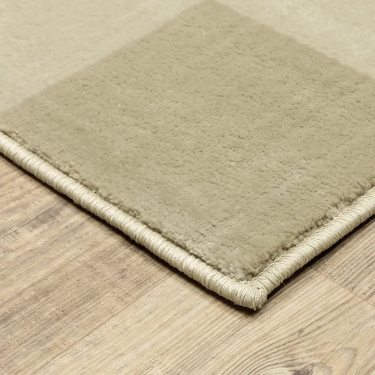 Beige And Ivory Geometric Power Loom Stain Resistant Runner Rug Photo 3