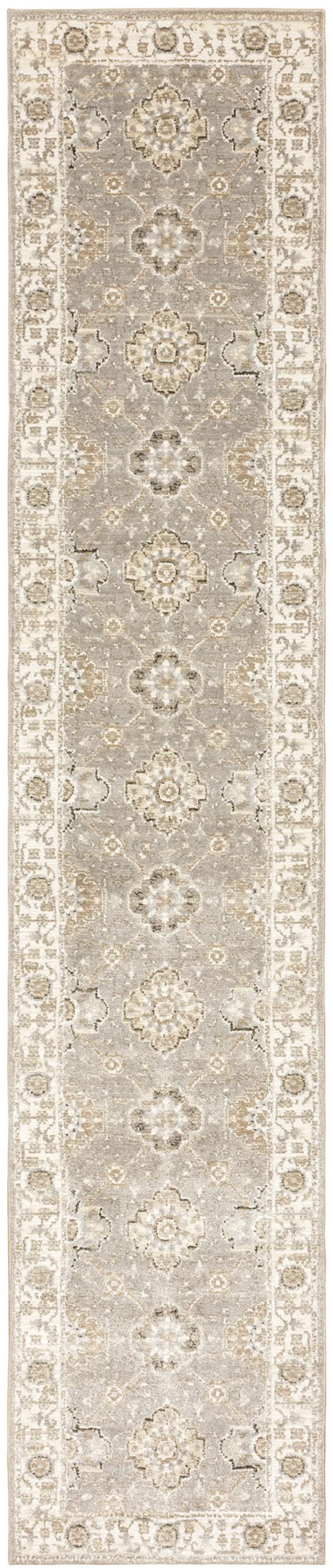 Beige And Ivory Oriental Power Loom Runner Rug Photo 1