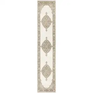 Photo of Beige And Ivory Oriental Power Loom Runner Rug