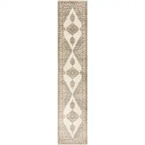 Photo of Beige And Ivory Oriental Power Loom Stain Resistant Runner Rug