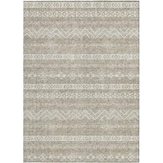 Beige And Ivory Southwestern Washable Indoor Outdoor Area Rug Photo 6