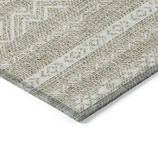 Beige And Ivory Southwestern Washable Indoor Outdoor Area Rug Photo 4