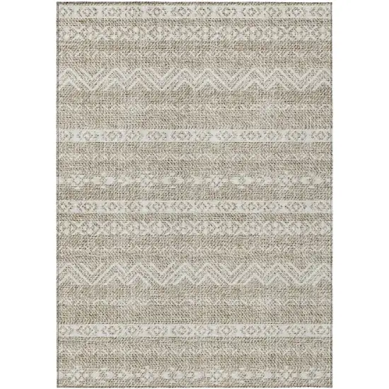 Beige And Ivory Southwestern Washable Indoor Outdoor Area Rug Photo 2