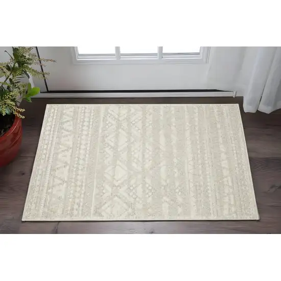 Beige And Ivory Tribal Area Rug Photo 1