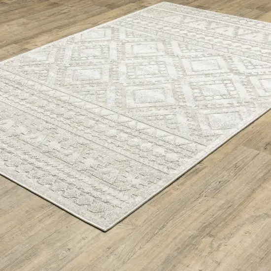 Beige And Ivory Tribal Area Rug Photo 9