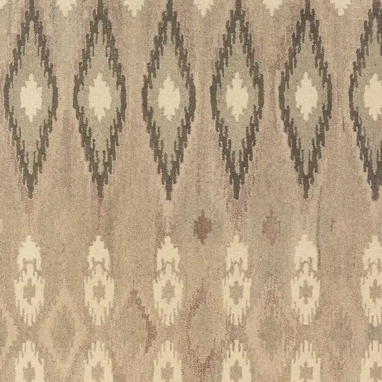 Beige And Ivory Wool Abstract Hand Tufted Area Rug Photo 7