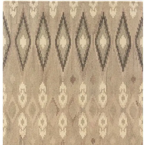 Beige And Ivory Wool Abstract Hand Tufted Area Rug Photo 4