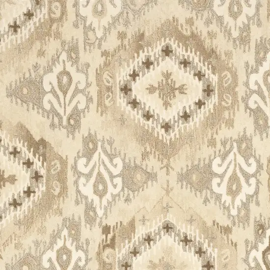 Beige And Ivory Wool Abstract Hand Tufted Area Rug Photo 7