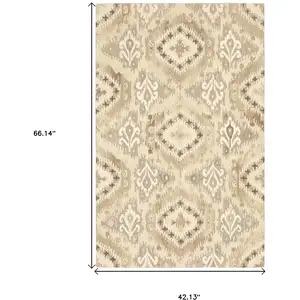 Photo of Beige And Ivory Wool Abstract Hand Tufted Area Rug