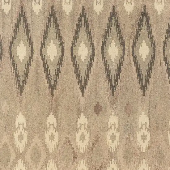 Beige And Ivory Wool Abstract Hand Tufted Area Rug Photo 5