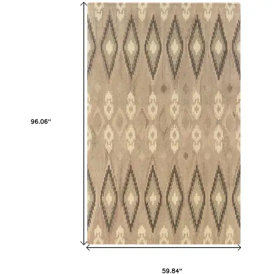 Beige And Ivory Wool Abstract Hand Tufted Area Rug Photo 3