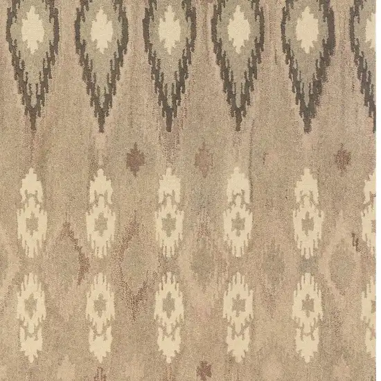 Beige And Ivory Wool Abstract Hand Tufted Area Rug Photo 7