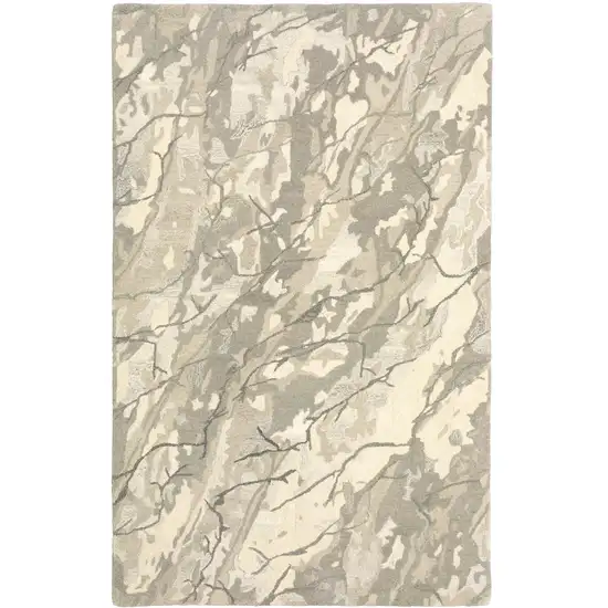 Beige And Ivory Wool Abstract Hand Tufted Area Rug Photo 2