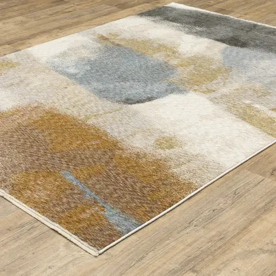 Beige And Rust Abstract Area Rug With Fringe Photo 8