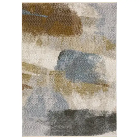 Beige And Rust Abstract Area Rug With Fringe Photo 2