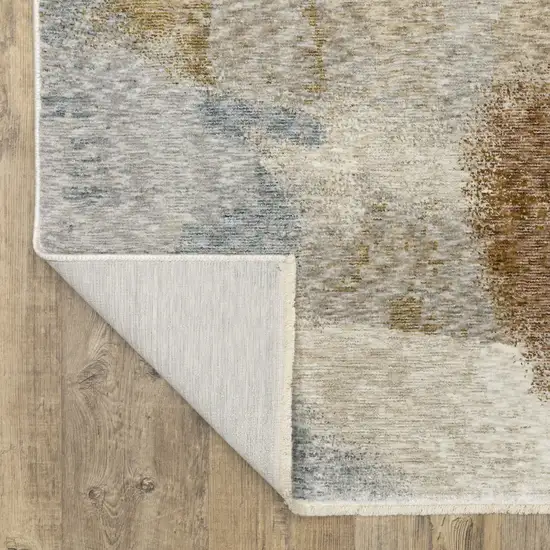 Beige And Rust Abstract Distressed Area Rug With Fringe Photo 9