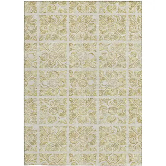 Beige And Tan Medallion Washable Indoor Outdoor Area Rug Photo 7