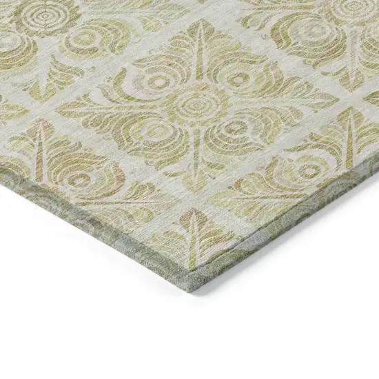 Beige And Tan Medallion Washable Indoor Outdoor Area Rug Photo 5