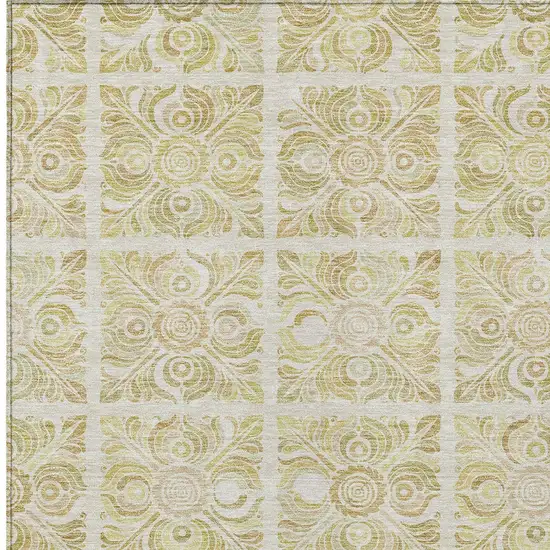 Beige And Tan Medallion Washable Indoor Outdoor Area Rug Photo 6