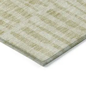 Photo of Beige And Tan Striped Washable Indoor Outdoor Area Rug