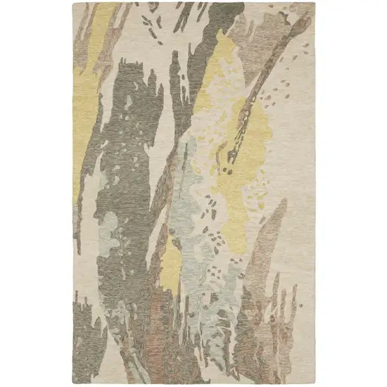 Beige And Yellow Wool Abstract Hand Tufted Area Rug Photo 2